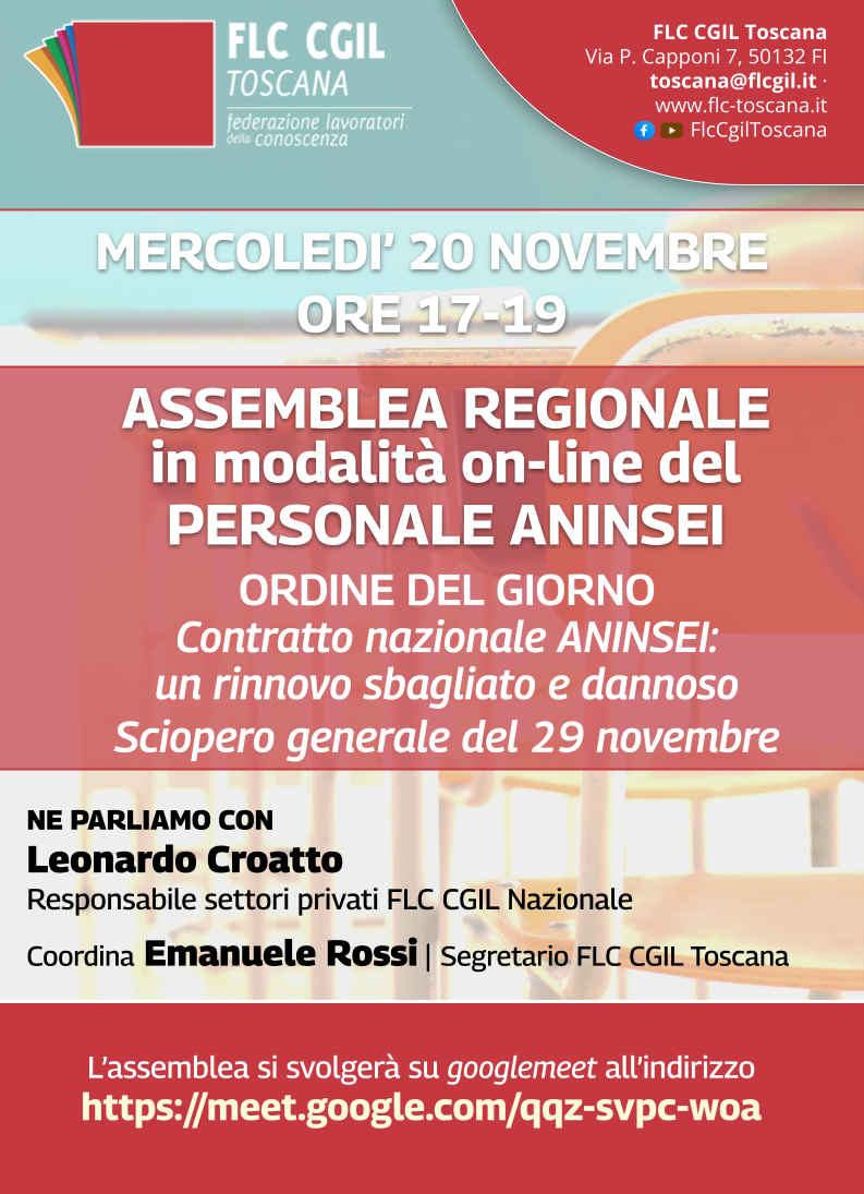 Merc. 20/11 h. 17 | Assemblea personale ANINSEI